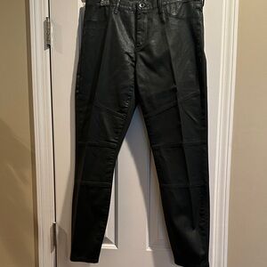 NWT Worn Dark Green Faux Leather Skinny Jeans